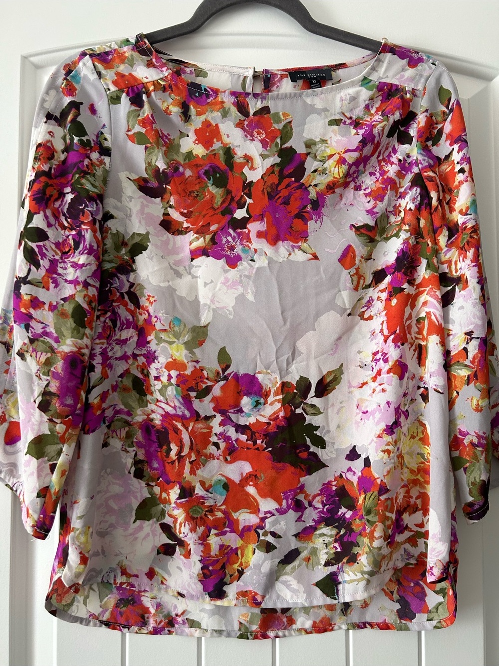 The Limited White Blouse with Red & Purple Floral Print